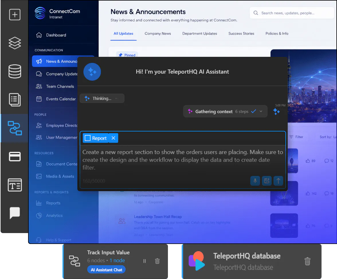 Custom intranet platform footer image